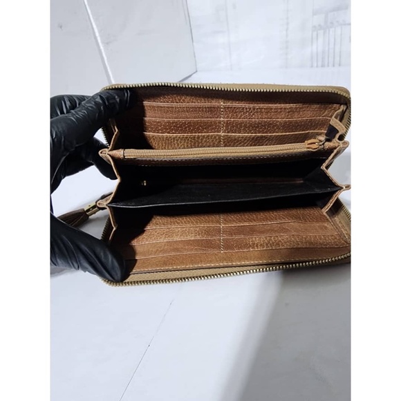 Authentic GUCCI Vintage Guccissima Bamboo Tassel Zip Around Wallet Light Brown - Picture 12 of 13